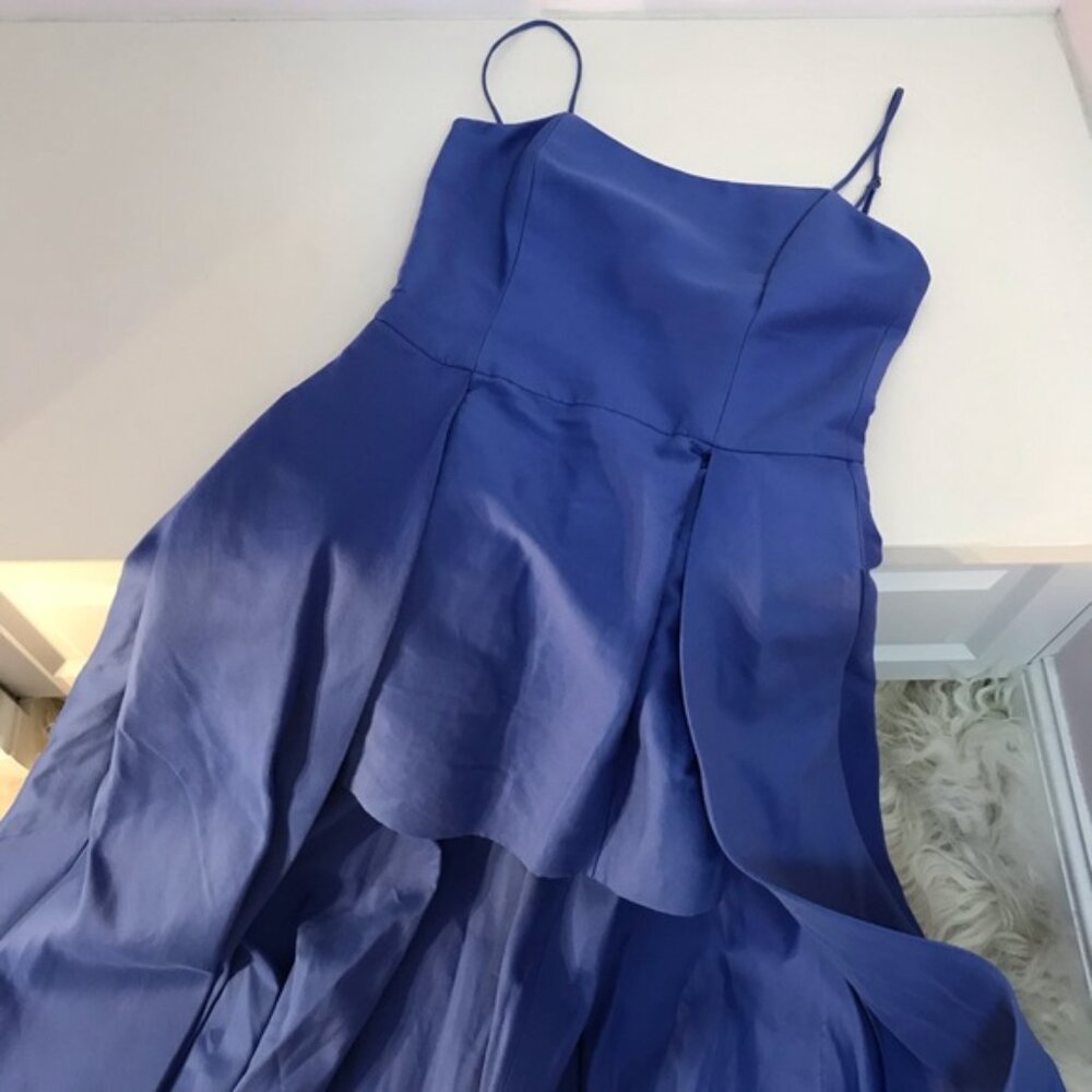 HALSTON HERITAGE FAILLE SLEEVELESS HIGH-LOW DRESS - Picture 3 of 5